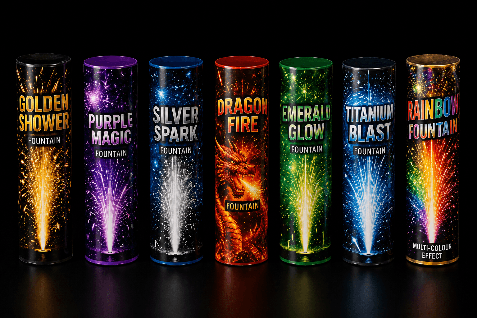 A fountain firework effect