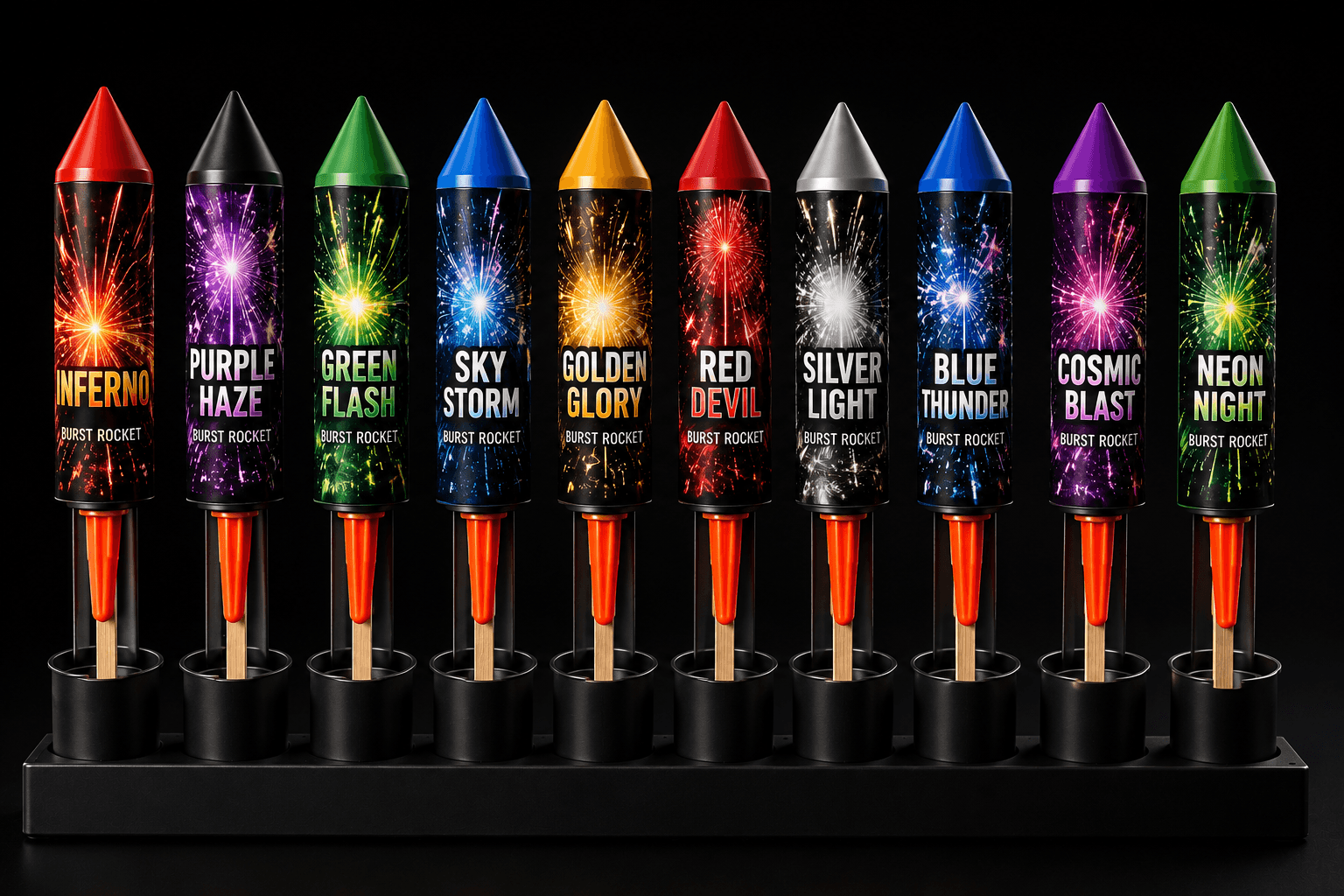 Rocket fireworks ready for safe launch
