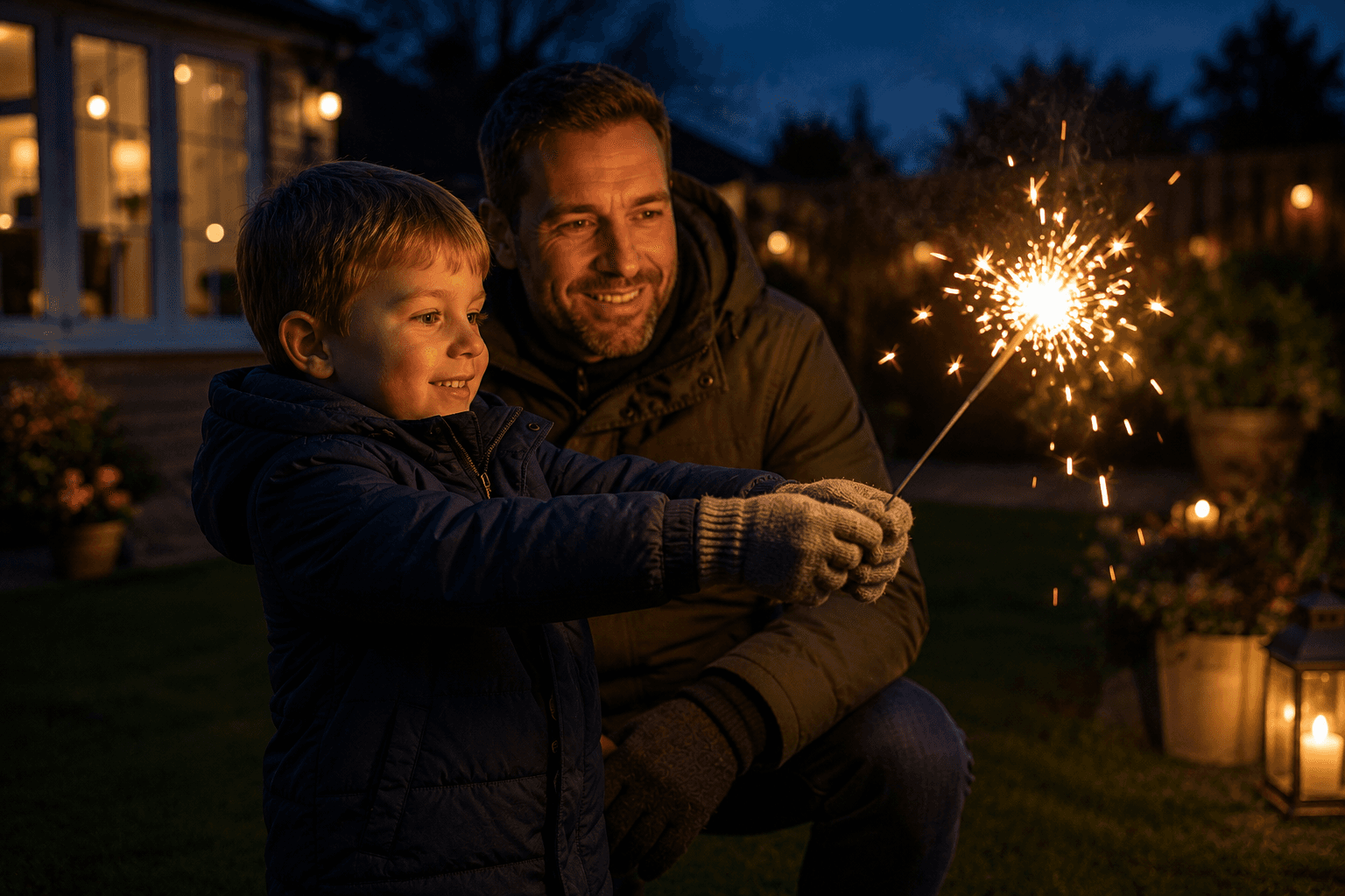 A sparkler being held safely outdoors